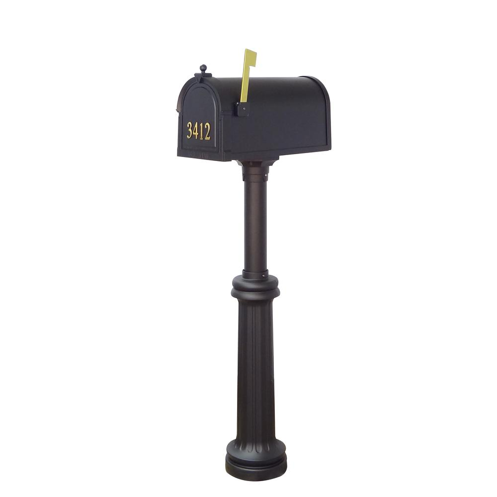 Berkshire Curbside Mailbox with Front Address Numbers and Bradford Mailbox Post